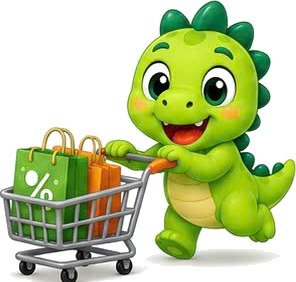 Dino đẩy xe mua sắm